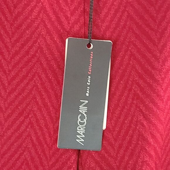 New MARC CAIN Womens (16) Red Herringbone Knit Side Zip Elastic Waist Pants $370 - Picture 9 of 10